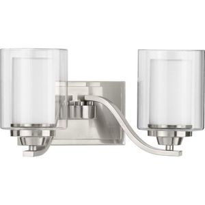 PP300121009 Kene 2 Bulb Bathroom Lighting - Brushed Nickel PP300121009 Kene 2 Bulb Bathroom Lighting - Brushed Nickel