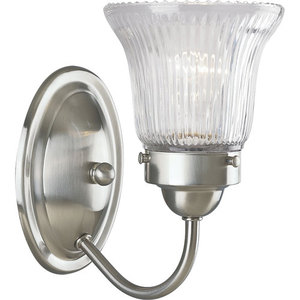 PP328709 Economy Fluted Glass 1 Bulb Wall Sconce - Brushed Nickel PP328709 Economy Fluted Glass 1 Bulb Wall Sconce - Brushed Nickel