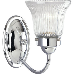 PP328715 Economy Fluted Glass 1 Bulb Wall Sconce - Chrome