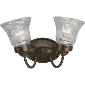 PP328820 Fluted Glass 2 Bulb Bathroom Lighting - Antique Bronze