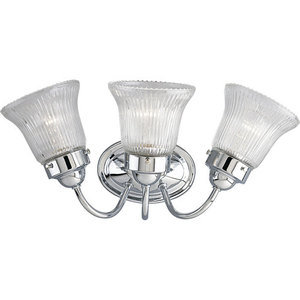 PP328915 Economy Fluted Glass 3 Bulb Bathroom Lighting - Chrome