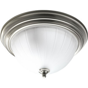 PP381709 Ribbed Flush Mount Ceiling Light - Brushed Nickel PP381709 Ribbed Flush Mount Ceiling Light - Brushed Nickel