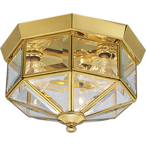 PP578810 Beveled Glass Flush Mount Ceiling Light - Polished Brass