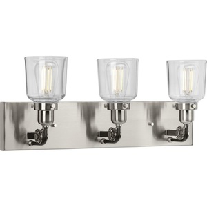PP300228009 Rushton 3 Bulb Bathroom Lighting - Brushed Nickel PP300228009 Rushton 3 Bulb Bathroom Lighting - Brushed Nickel