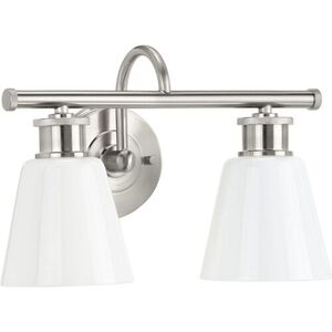 PP300315009 Ashford 2 Bulb Bathroom Lighting - Brushed Nickel PP300315009 Ashford 2 Bulb Bathroom Lighting - Brushed Nickel
