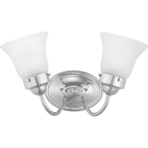 PP328815ET Fluted Glass 2 Bulb Bathroom Lighting - Polished Chrome