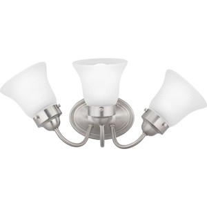 PP328909ET Fluted Glass 3 Bulb Bathroom Lighting - Brushed Nickel