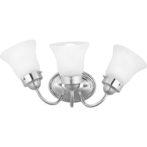 PP328915ET Fluted Glass 3 Bulb Bathroom Lighting - Polished Chrome