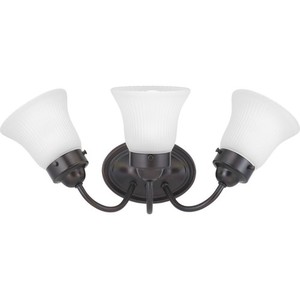 PP328920ET Fluted Glass 3 Bulb Bathroom Lighting - Antique Bronze