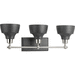 Progress PP300041009 Brushed Nickel / Matte Black 3 Bulb Bathroom Light