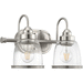 Progress PP300179009 Brushed Nickel 2 Bulb Bathroom Light