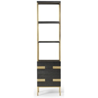  Sendai Linen Cabinets Miscellaneous Bathroom Accessory - Matte Black Oak with Aged Brass