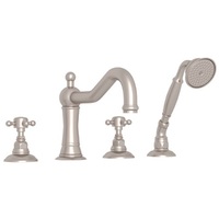 Acqui Deck Mount With Handshower Tub Faucet - Satin Nickel