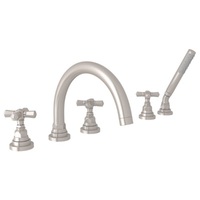  San Giovanni Deck Mount With Handshower Tub Faucet - Satin Nickel