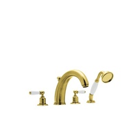  Edwardian Deck Mount With Handshower Tub Faucet - English Gold