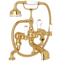  Edwardian Deck Mount With Handshower Tub Faucet - English Gold