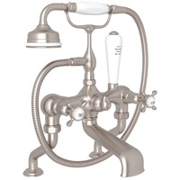  Edwardian Deck Mount With Handshower Tub Faucet - Satin Nickel