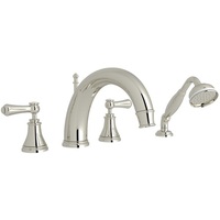  Georgian Era Deck Mount With Handshower Tub Faucet - Polished Nickel