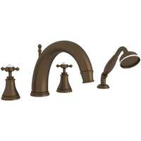  Georgian Era Deck Mount With Handshower Tub Faucet - English Bronze