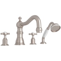  Edwardian Deck Mount With Handshower Tub Faucet - Satin Nickel