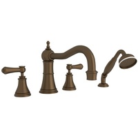  Georgian Era Deck Mount With Handshower Tub Faucet - English Bronze