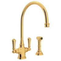  Georgian Era Two-Handle Kitchen Faucet - English Gold
