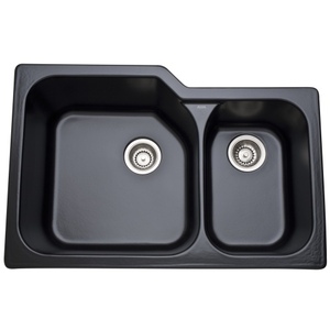 R633763 Allia White/Color Undermount - Double Bowl Kitchen Sink - Matte Black