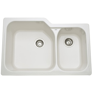 R633768 Allia White/Color Undermount - Double Bowl Kitchen Sink - Biscuit