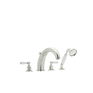 RU3248LPN Edwardian Deck Mount With Handshower Tub Faucet - Polished Nickel