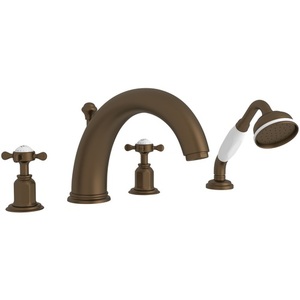 RU3249XEB Edwardian Deck Mount With Handshower Tub Faucet - English Bronze