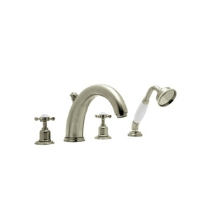 RU3249XSTN Edwardian Deck Mount With Handshower Tub Faucet - Satin Nickel