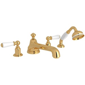 RU3737LEG Edwardian Deck Mount With Handshower Tub Faucet - English Gold