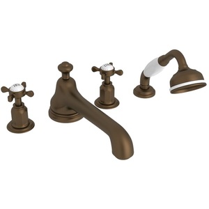 RU3738XEB Edwardian Deck Mount With Handshower Tub Faucet - English Bronze