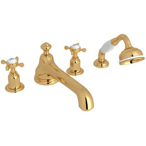 RU3738XEG Edwardian Deck Mount With Handshower Tub Faucet - English Gold RU3738XEG Edwardian Deck Mount With Handshower Tub Faucet - English Gold