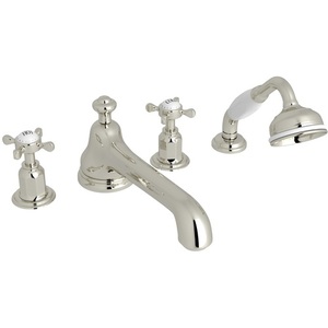 RU3738XPN Edwardian Deck Mount With Handshower Tub Faucet - Polished Nickel