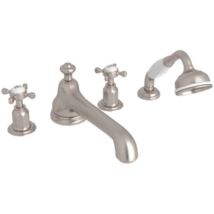 RU3738XSTN Edwardian Deck Mount With Handshower Tub Faucet - Satin Nickel
