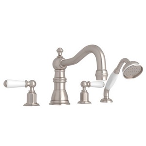 RU3745LSTN Edwardian Deck Mount With Handshower Tub Faucet - Satin Nickel