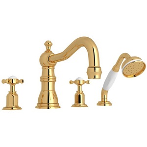 RU3746XEG Edwardian Deck Mount With Handshower Tub Faucet - English Gold