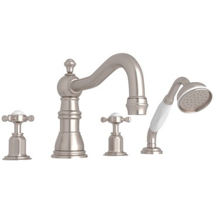 RU3746XSTN Edwardian Deck Mount With Handshower Tub Faucet - Satin Nickel