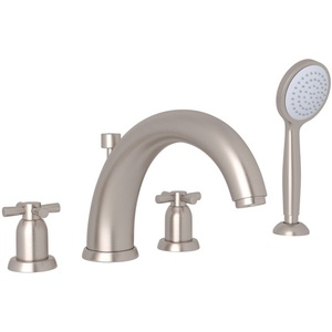 RU3849XSTN Holborn Deck Mount With Handshower Tub Faucet - Satin Nickel