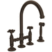 Rohl RA1461XMWSTCB2 Tuscan Brass Two Handle Kitchen Faucet