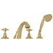 Rohl RA1464XMULB Unlacquered Brass Deck Mount Tub Faucet With Handshower