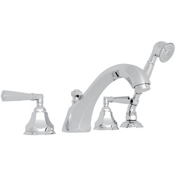 RA1904LMULB Palladian Deck Mount With Handshower Tub Faucet - Unlacquered Brass