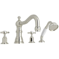 RU3746XULB Edwardian Deck Mount With Handshower Tub Faucet - Unlacquered Brass RU3746XULB Edwardian Deck Mount With Handshower Tub Faucet - Unlacquered Brass