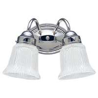  Ribbed Glass 2 Bulb Bathroom Lighting - Chrome