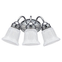  Ribbed Glass 3 Bulb Bathroom Lighting - Chrome