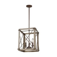  Thornwood Entrance / Foyer Pendant Light - Washed Pine / Weathered Iron