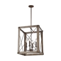  Thornwood Entrance / Foyer Pendant Light - Washed Pine / Weathered Iron