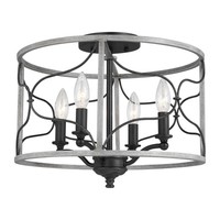  Carra Semi Flush Mount Ceiling Light - White Wash / Weathered Zinc