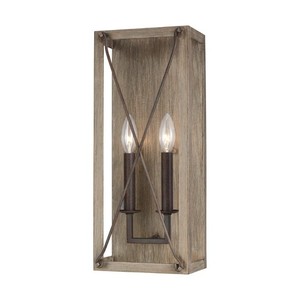 S4126302872 Thornwood 2 Bulb Bathroom Lighting - Washed Pine / Weathered Iron